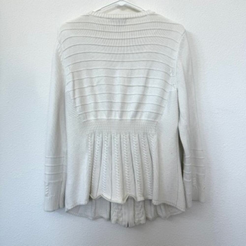 NEIMAN MARCUS Zip Cardigan Sweater White XL Cotton Rayon Cable Knit Elegant - Picture 5 of 5